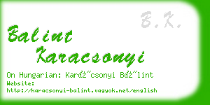 balint karacsonyi business card